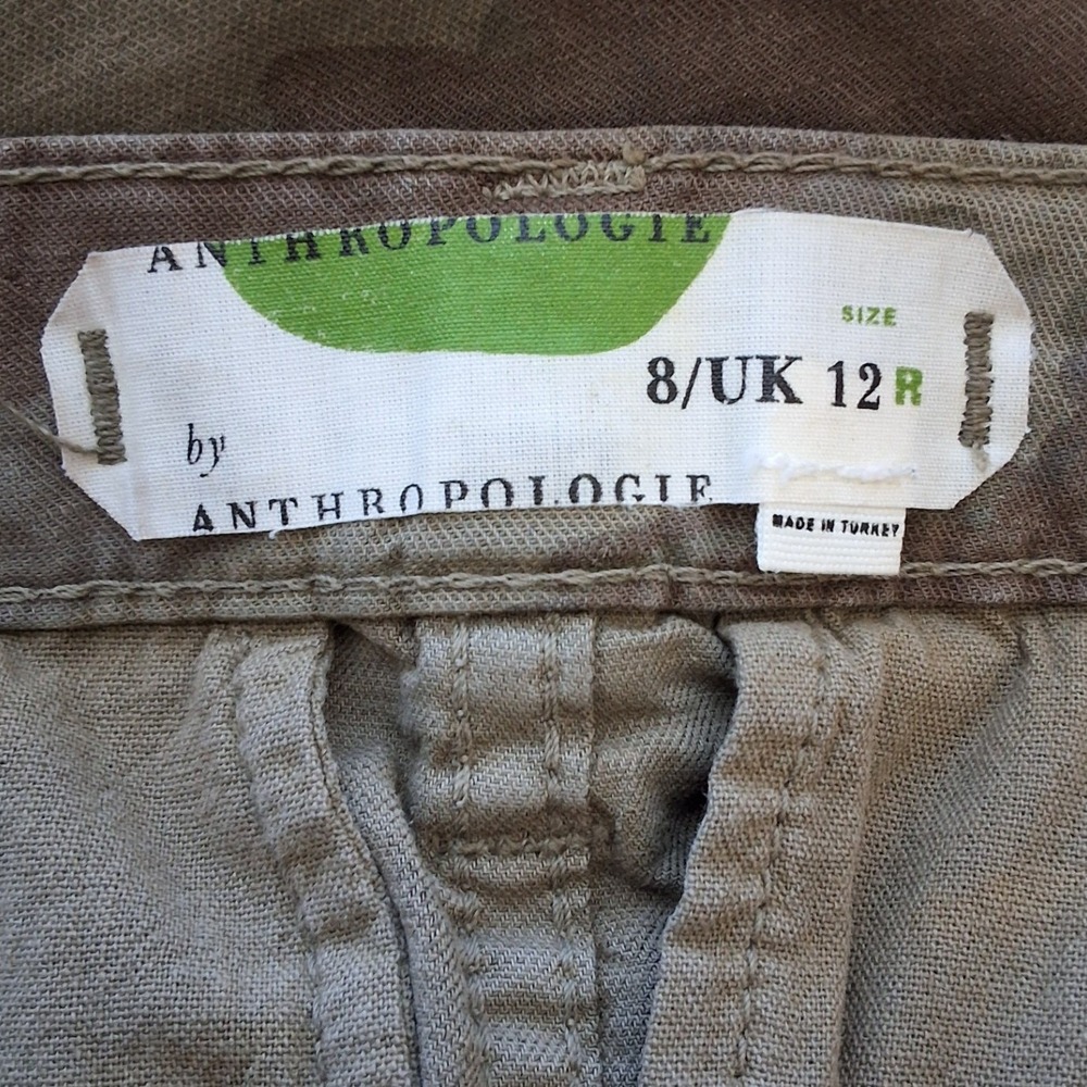 Anthropologie Camo Button Front Mini Skirt Green Brown Utility Size 12R Utility - Picture 7 of 8